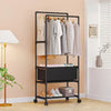 Multi-Functional Double Pole Rack with Shelves and Basket
