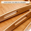 3 Piece Bamboo Wooden Tray Set - Mega Cart