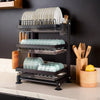 3 Level Dish Organizer with Utensil Compartment - Mega Cart
