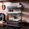 3 Level Dish Organizer with Utensil Compartment - Mega Cart