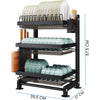 3 Level Dish Organizer with Utensil Compartment - Mega Cart
