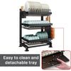 3 Level Dish Organizer with Utensil Compartment - Mega Cart