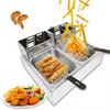 6L + 6L Stainless Steel Double Deep Fryer - Mega Cart