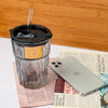 Cute Bear Glass Cup with Straw - Mega Cart
