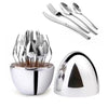 24pc Stainless Steel Cutlery Set with Oval Holder - Mega Cart