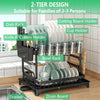 2 Tier Dish Drying Rack with Utensil Holder - Mega Cart