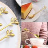 6pc Leaf Design Dessert Spoon Set – Elegant Tableware - Mega Cart