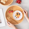 Set of 3 Round Bamboo Wooden Serving Trays - Mega Cart