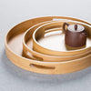 Set of 3 Round Bamboo Wooden Serving Trays - Mega Cart