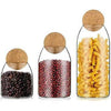 Elegant Glass Storage Jars with Wooden Cork Lids - Set of 3 - Mega Cart