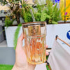Cute Bear Glass Cup with Straw - Mega Cart