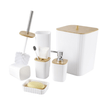 Luxurious 6-Piece Bathroom Accessories Set With Wooden Lid - Mega Cart