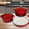 Premium 7 Piece Enamel Cast Iron Cookware Set for All Heat Sources - Mega Cart