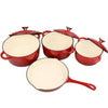Premium 7 Piece Enamel Cast Iron Cookware Set for All Heat Sources - Mega Cart