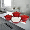 Premium 7 Piece Enamel Cast Iron Cookware Set for All Heat Sources - Mega Cart