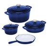 Premium 7 Piece Enamel Cast Iron Cookware Set for All Heat Sources - Mega Cart