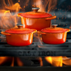 Premium 7 Piece Enamel Cast Iron Cookware Set for All Heat Sources - Mega Cart