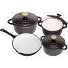 Premium 7 Piece Enamel Cast Iron Cookware Set for All Heat Sources - Mega Cart