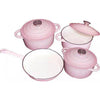 Premium 7 Piece Enamel Cast Iron Cookware Set for All Heat Sources - Mega Cart