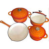 Premium 7 Piece Enamel Cast Iron Cookware Set for All Heat Sources - Mega Cart