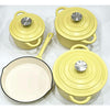 Premium 7 Piece Enamel Cast Iron Cookware Set for All Heat Sources - Mega Cart