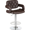 PrimeNest Caroline Bar Stool - Teak & PU Leather, Adjustable Height - Mega Cart