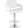 PrimeNest Caroline Bar Stool - Teak & PU Leather, Adjustable Height - Mega Cart