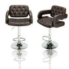 PrimeNest Caroline Bar Stool - Teak & PU Leather, Adjustable Height - Mega Cart