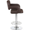 PrimeNest Caroline Bar Stool - Teak & PU Leather, Adjustable Height - Mega Cart
