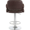 PrimeNest Caroline Bar Stool - Teak & PU Leather, Adjustable Height - Mega Cart