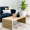 PrimeNest - Modern Arch High Gloss Coffee Table with Glass Shelf - Mega Cart