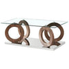 PrimeNest - Modern El Anillo Coffee Table with Glass Top and Wooden Legs - Mega Cart