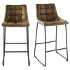 PrimeNest - Set of 5 Velvet Pub Height Bar Stools - Industrial Style - Mega Cart