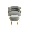 PrimeNest - Velvet Accent Armchair with Ottoman - Mega Cart