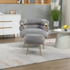 PrimeNest - Velvet Accent Armchair with Ottoman - Mega Cart
