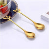 6pc Leaf Design Dessert Spoon Set – Elegant Tableware - Mega Cart