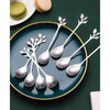 6pc Leaf Design Dessert Spoon Set – Elegant Tableware - Mega Cart