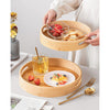 Set of 3 Round Bamboo Wooden Serving Trays - Mega Cart
