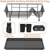 Stylish Dish Rack with Removable Tray and Cutlery Holder - Mega Cart