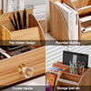 Wooden Desk Stationery Organizer with Phone Holder - Mega Cart