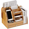 Wooden Desk Stationery Organizer with Phone Holder - Mega Cart