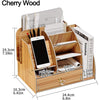 Wooden Desk Stationery Organizer with Phone Holder - Mega Cart